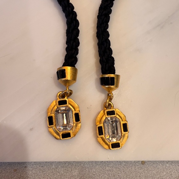 Rhinestone and Black Silk Cord Hair Accessory - Picture 4 of 4